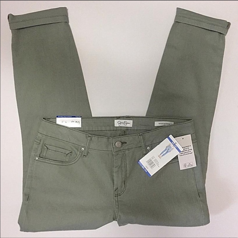 NEW Jessica Simpson green rolled crop skinny jeans